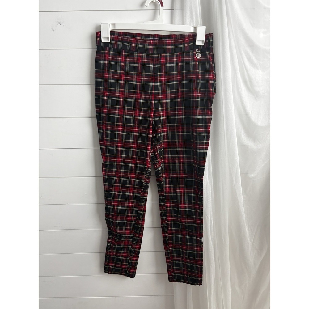 Tommy Hilfiger Womens Tartan Plaid Pants Size‎ 12  Rayon Polyester Spandex 0455